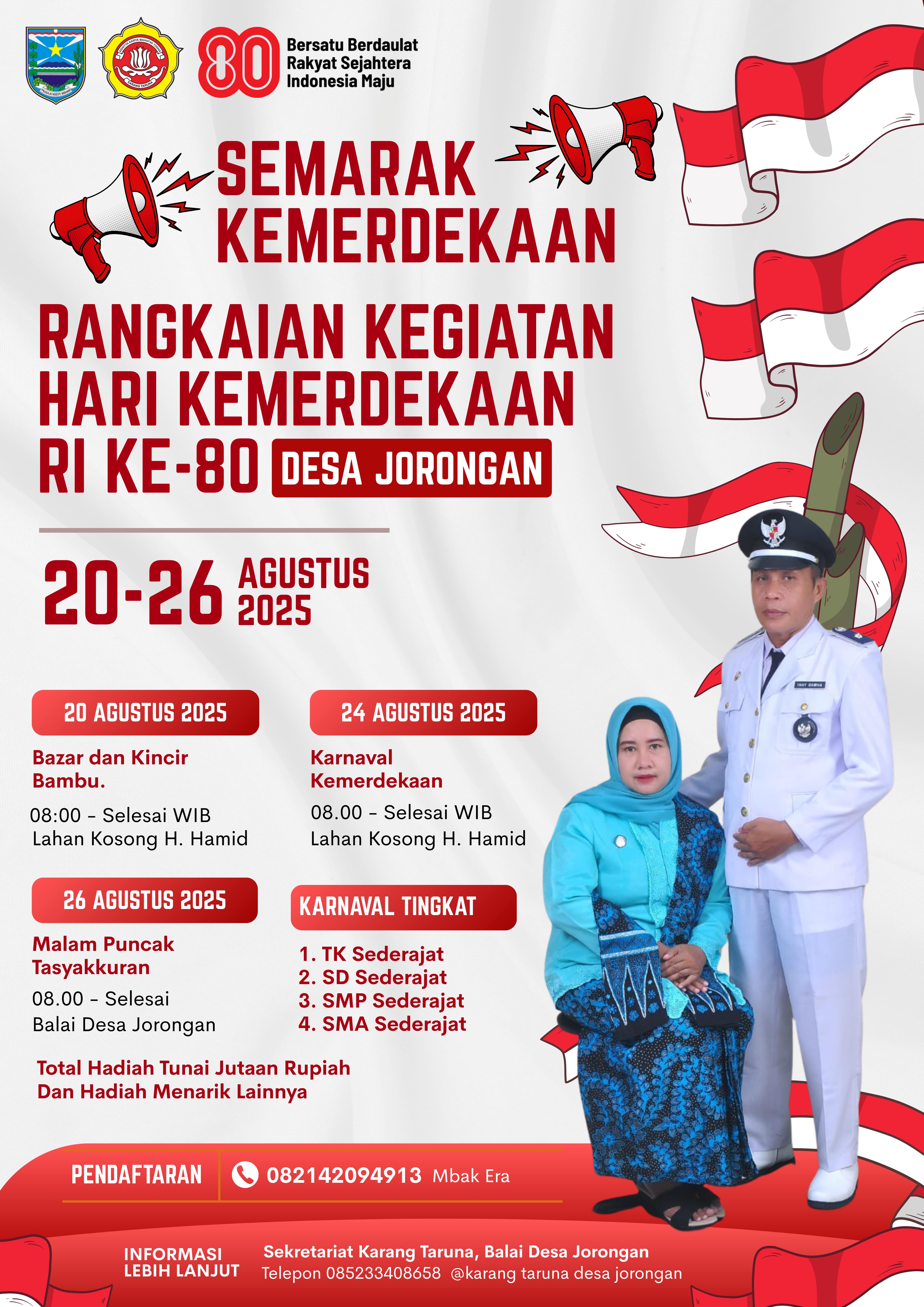 PEMBERITAHUAN HUT RI ke-80  Desa Jorongan Siap Gelar Berbagai Kegiatan Meriah